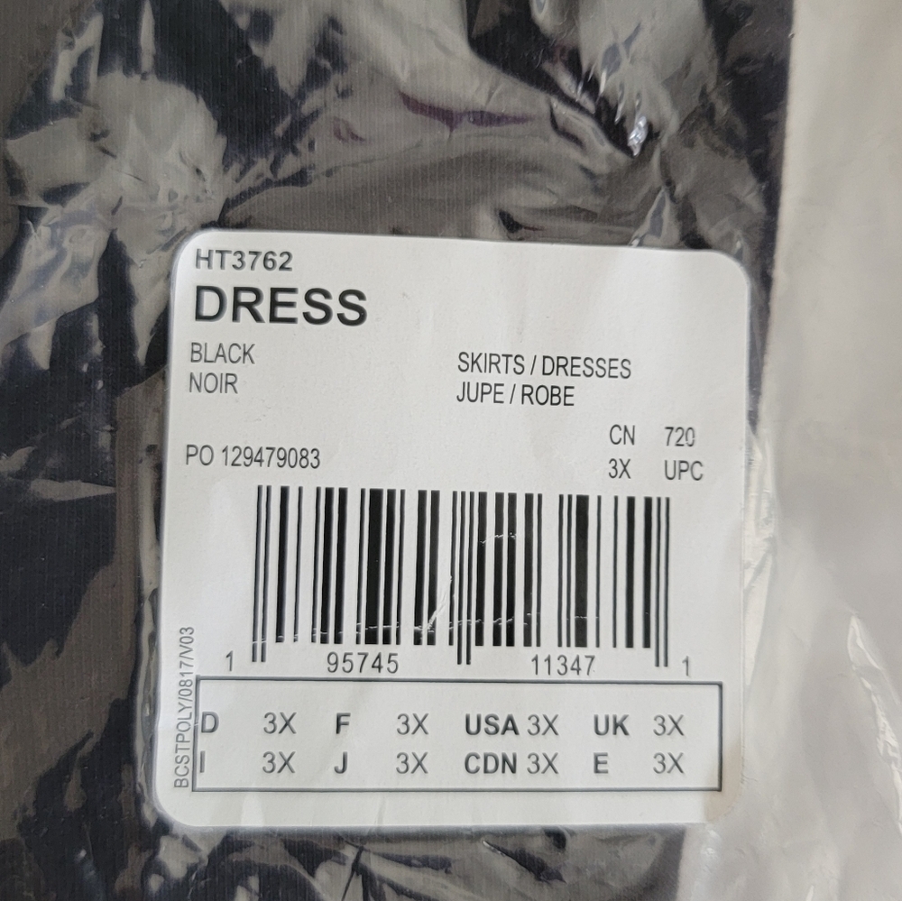 Adidas Black Maxi Dress with White Stripes 3X - Picture 7 of 9